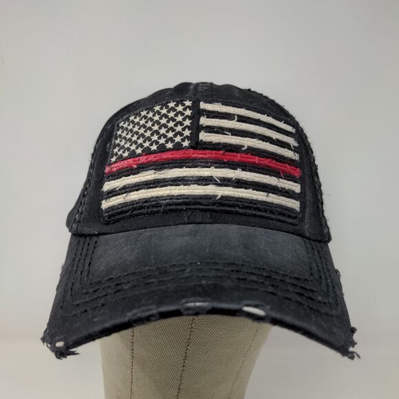 KBEthos Men's Patriotic Slideback Hat Black OS Distressed Big American Flag - Picture 2 of 10